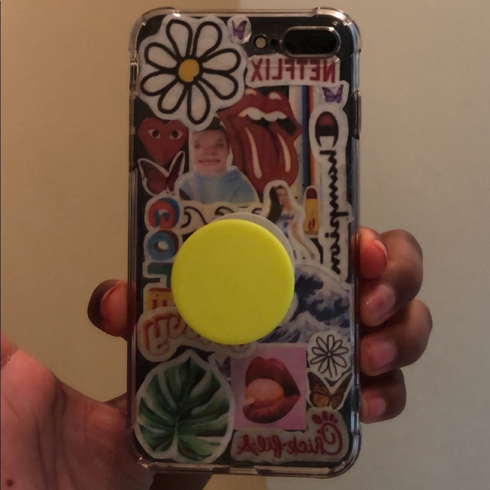 aesthetic photo collage phone case with pop socket